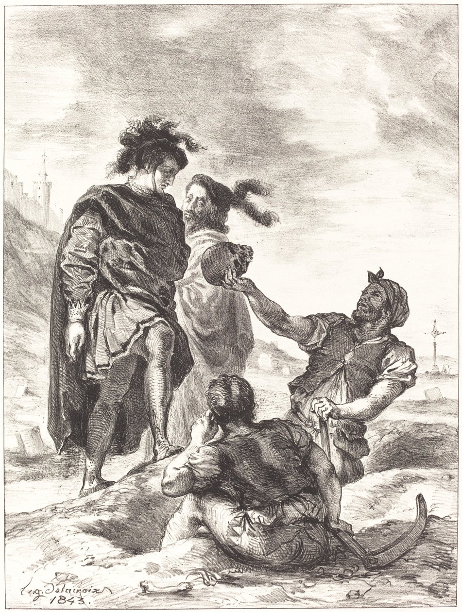 Hamlet a Horatio před Gravediggers Act V, Scéna I, 1843. od Eugène Delacroix