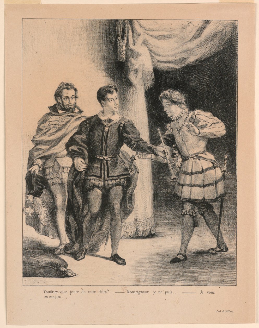 Ilustrace k Hamletovi: Hamlet a Guildenstern (III,2) od Eugène Delacroix