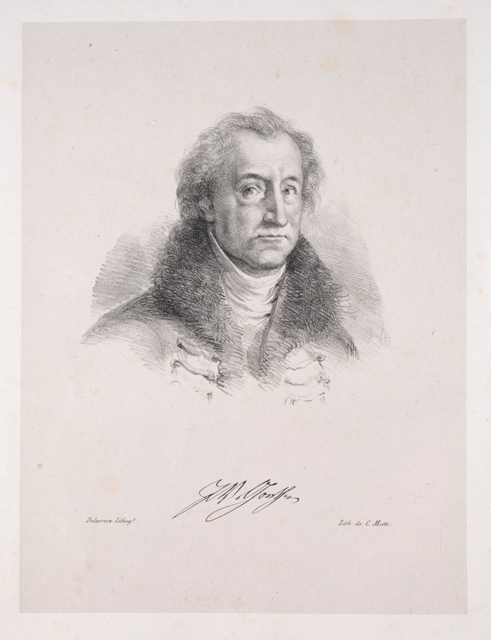 Ilustrace k Faust: Frontispis - Portrét Johanna Wolfganga von Goethe od Eugène Delacroix