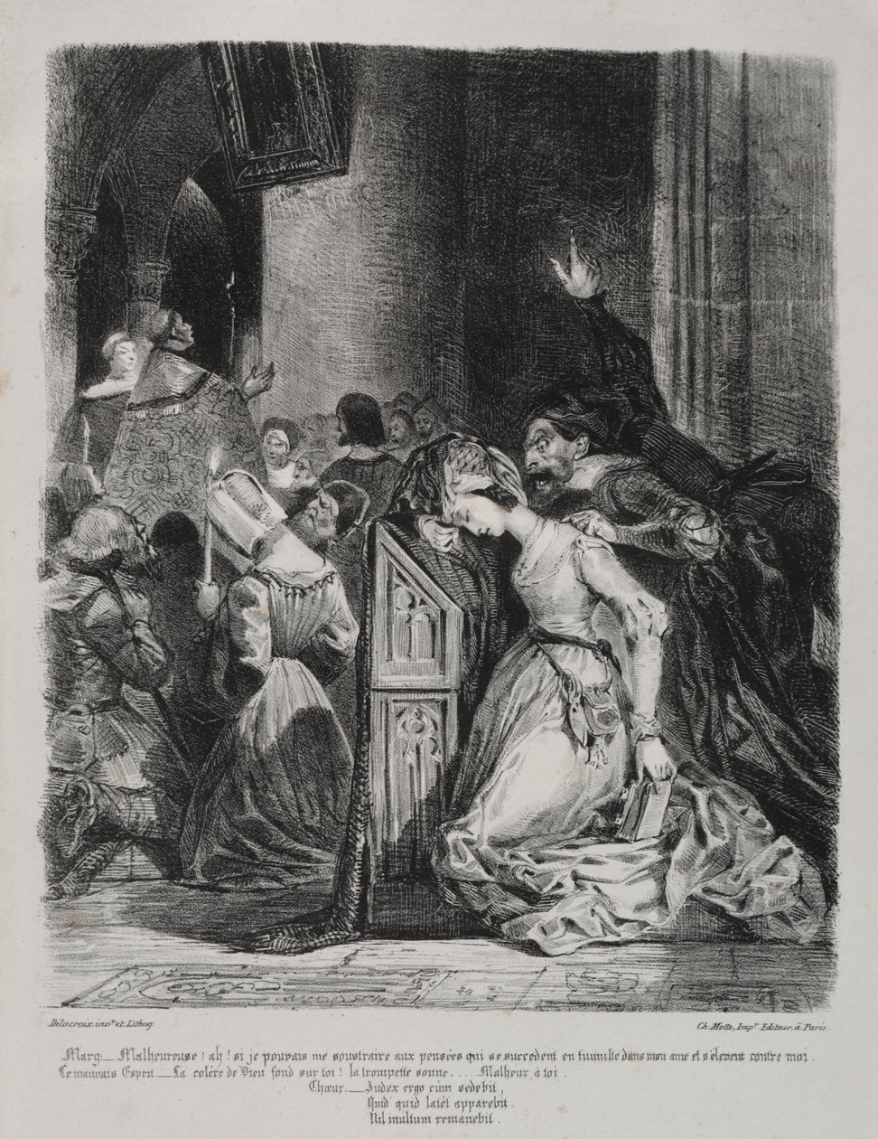 Ilustrace pro Faust: Markétka v kostele od Eugène Delacroix