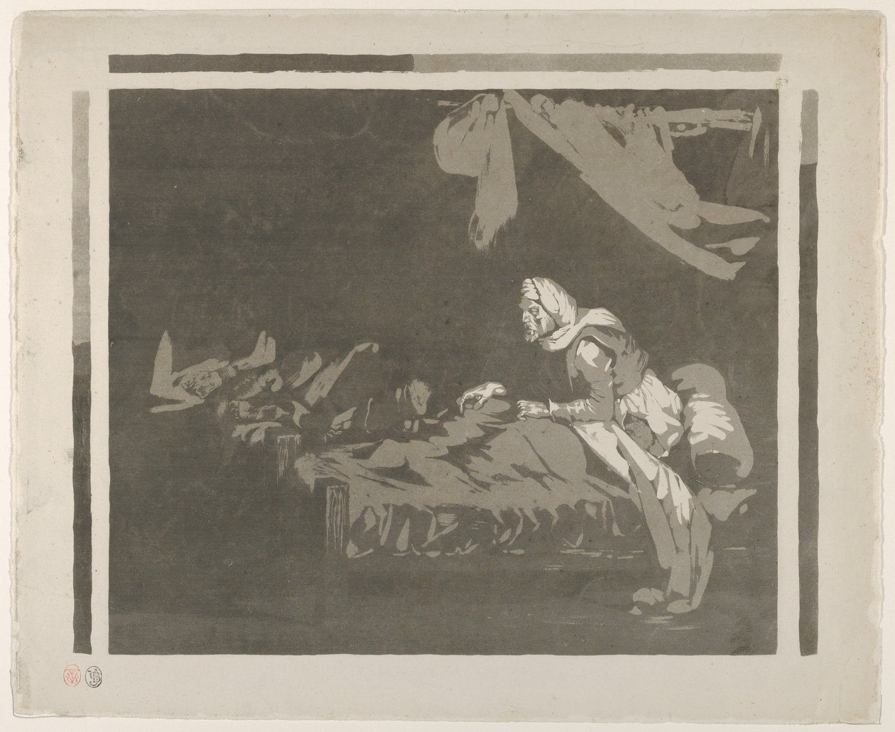 Interiér vojenské nemocnice, 1828 nebo dříve., 1828 nebo dříve. od Eugène Delacroix