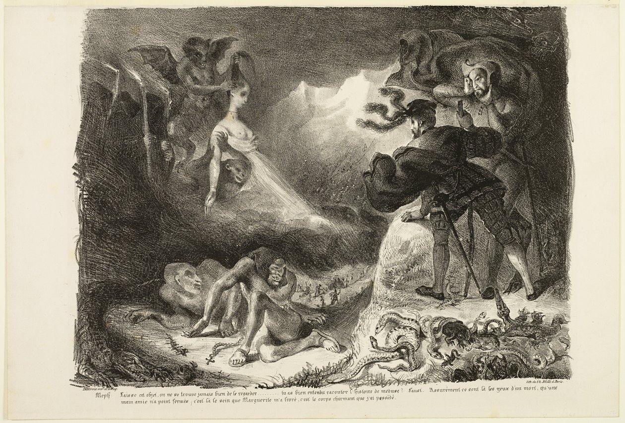 Markétčin duch zjevující se Faustovi, z knihy Faust od Eugène Delacroix