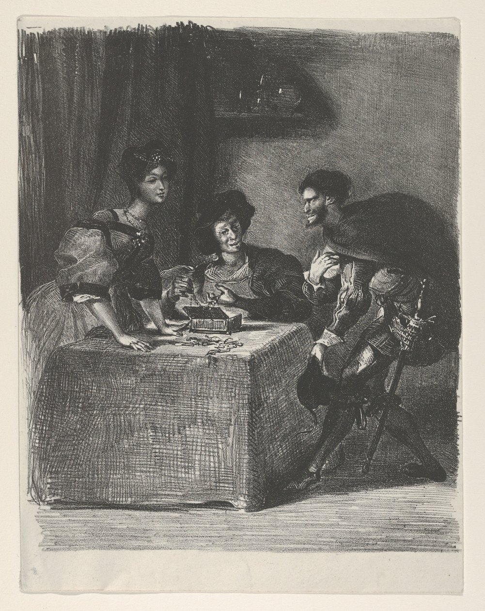 Mefistofeles se představuje Martě Goethe, Faust, 1825-27., 1825-27. od Eugène Delacroix
