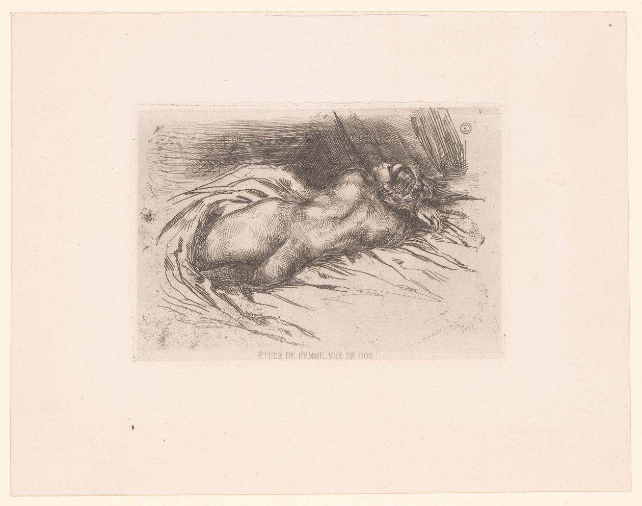 Nahá žena při pohledu zezadu Étude de femme, vue de dos (název na objektu) od Eugène Delacroix