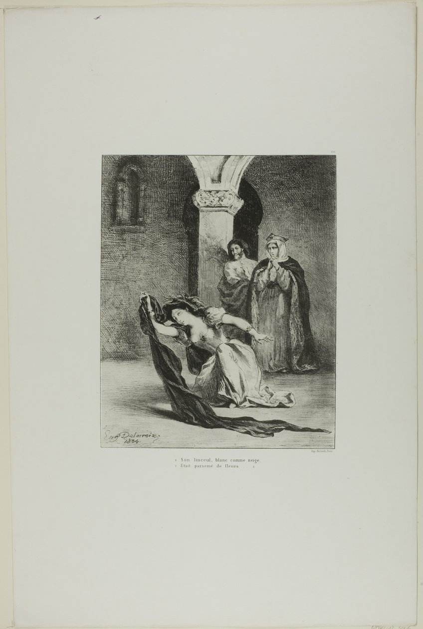 Oféliina píseň, deska 12 z Hamleta od Eugène Delacroix