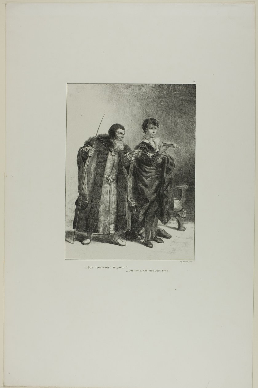Polonius a Hamlet, deska 4 z Hamleta od Eugène Delacroix