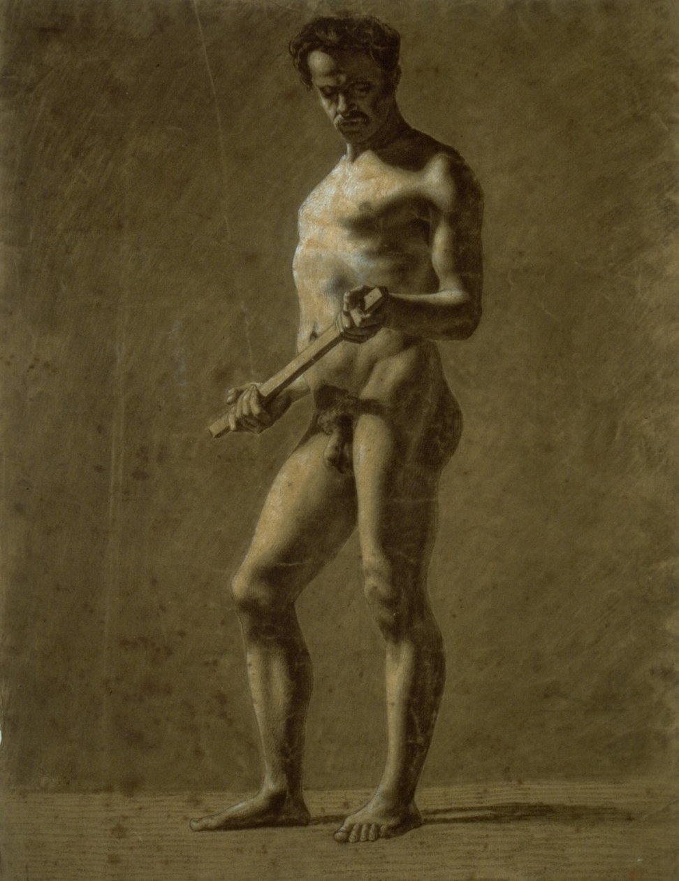 Stálý akademický mužský akt (recto); Náčrt horní části paže (verze) od Eugène Delacroix