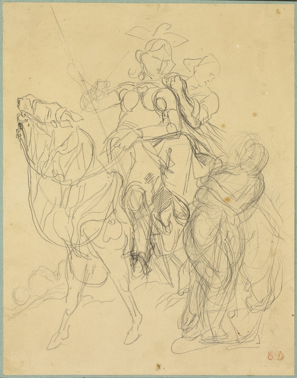 Studie k filmu Marphise a paní Pinabelová od Eugène Delacroix