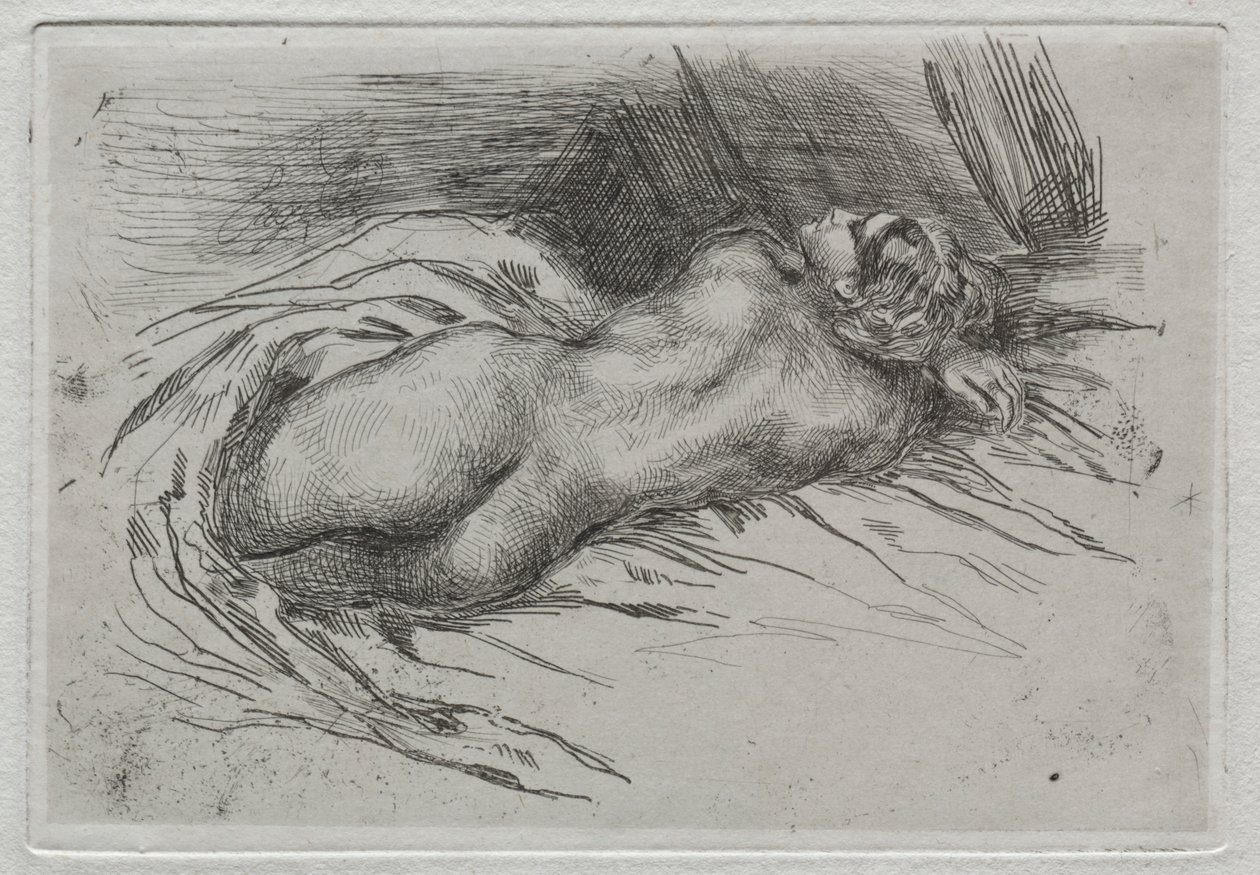 Studie ženy při pohledu zezadu od Eugène Delacroix