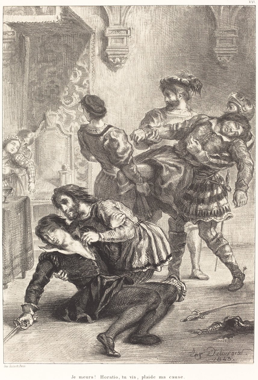 Smrt Hamleta (V. dějství, scéna II) od Eugène Delacroix