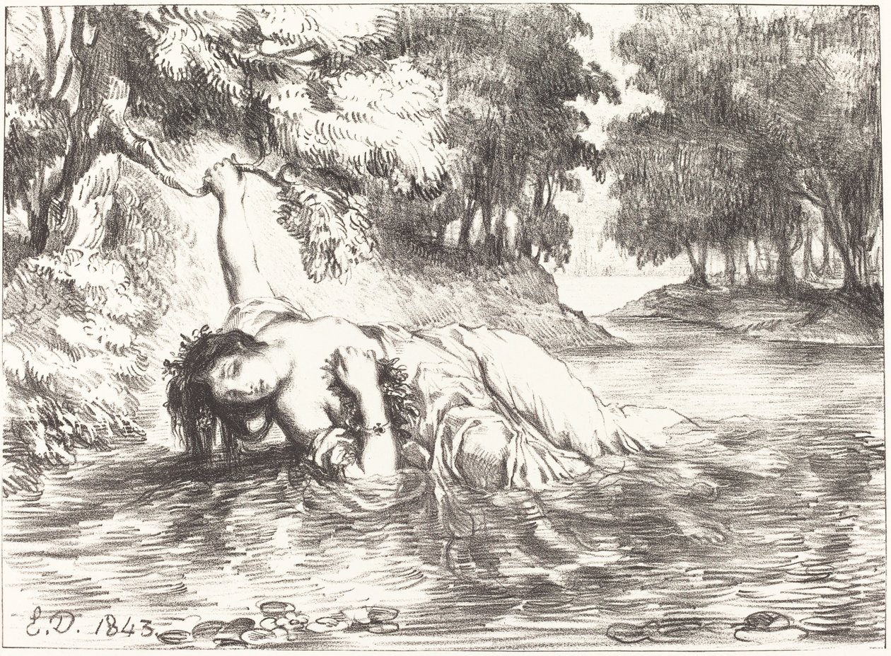 The Death of Ofhelia Act IV, Scéna VII, 1843. od Eugène Delacroix