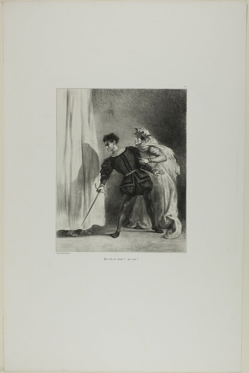 Vražda Polonia, deska 9 z Hamleta od Eugène Delacroix