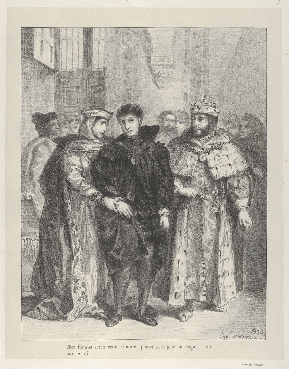 Královna se snaží utěšit Hamleta, 1834., 1834. od Eugène Delacroix
