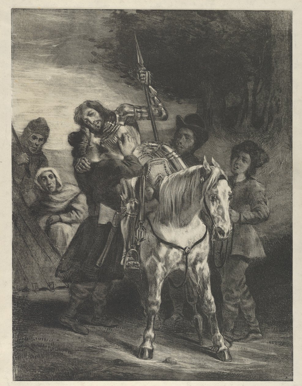 Zraněný Goetz zajatý Cikány, 1836-43., 1836-43. od Eugène Delacroix