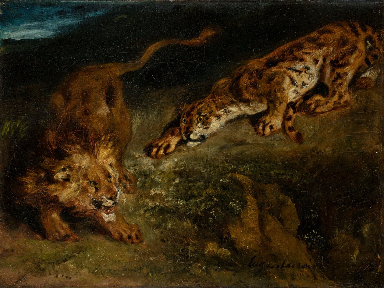 Tygr a lev od Eugène Delacroix
