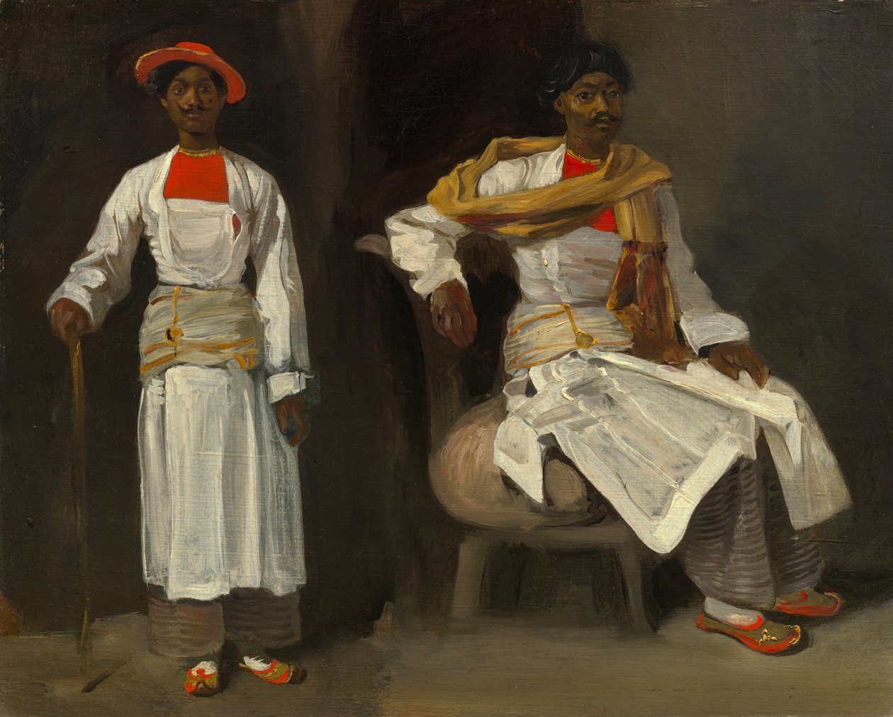 Dvě studie Indiána z Kalkaty, sedícího a stojícího od Eugène Delacroix