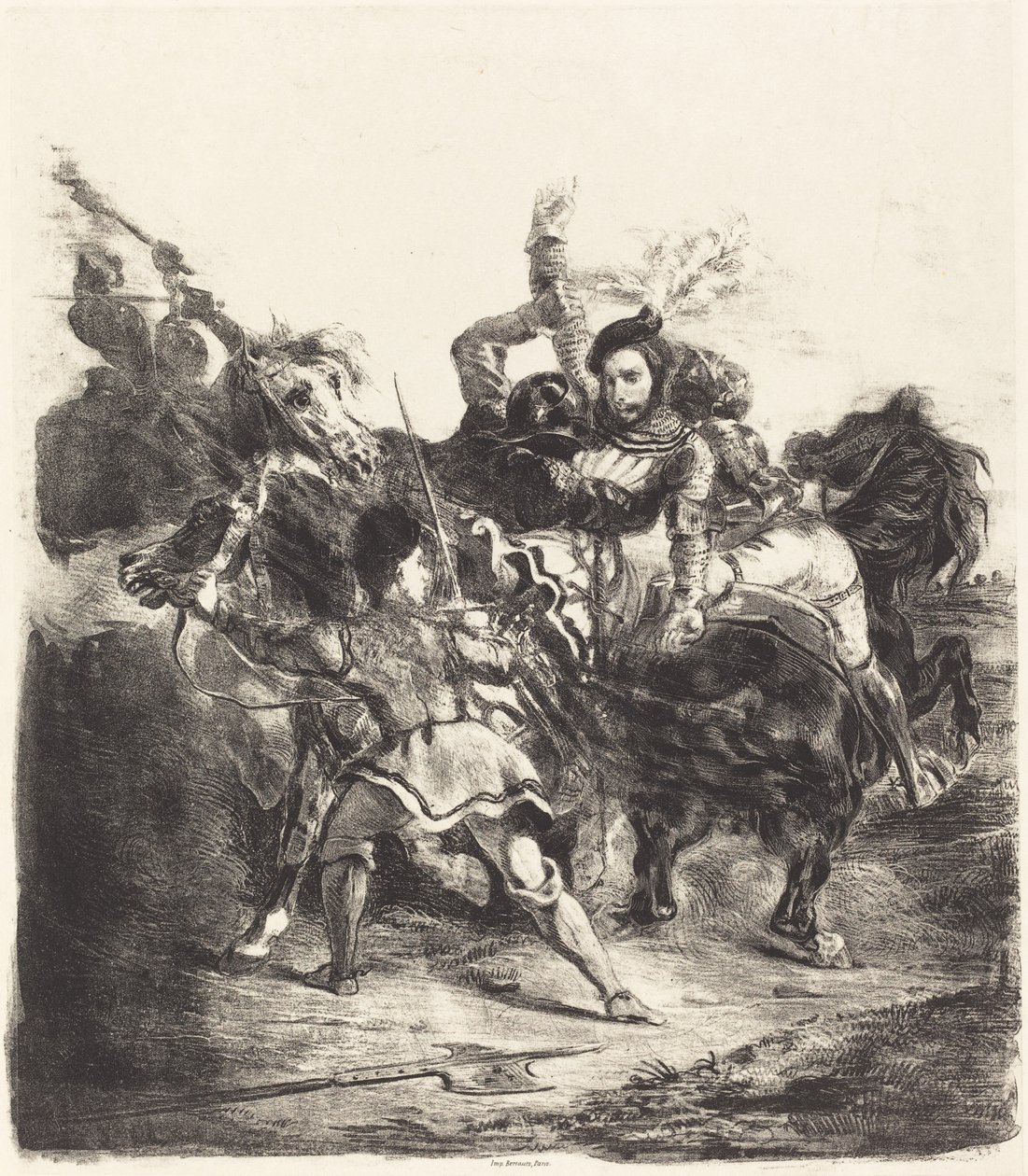 Weislingen napaden Goetzovými silami od Eugène Delacroix