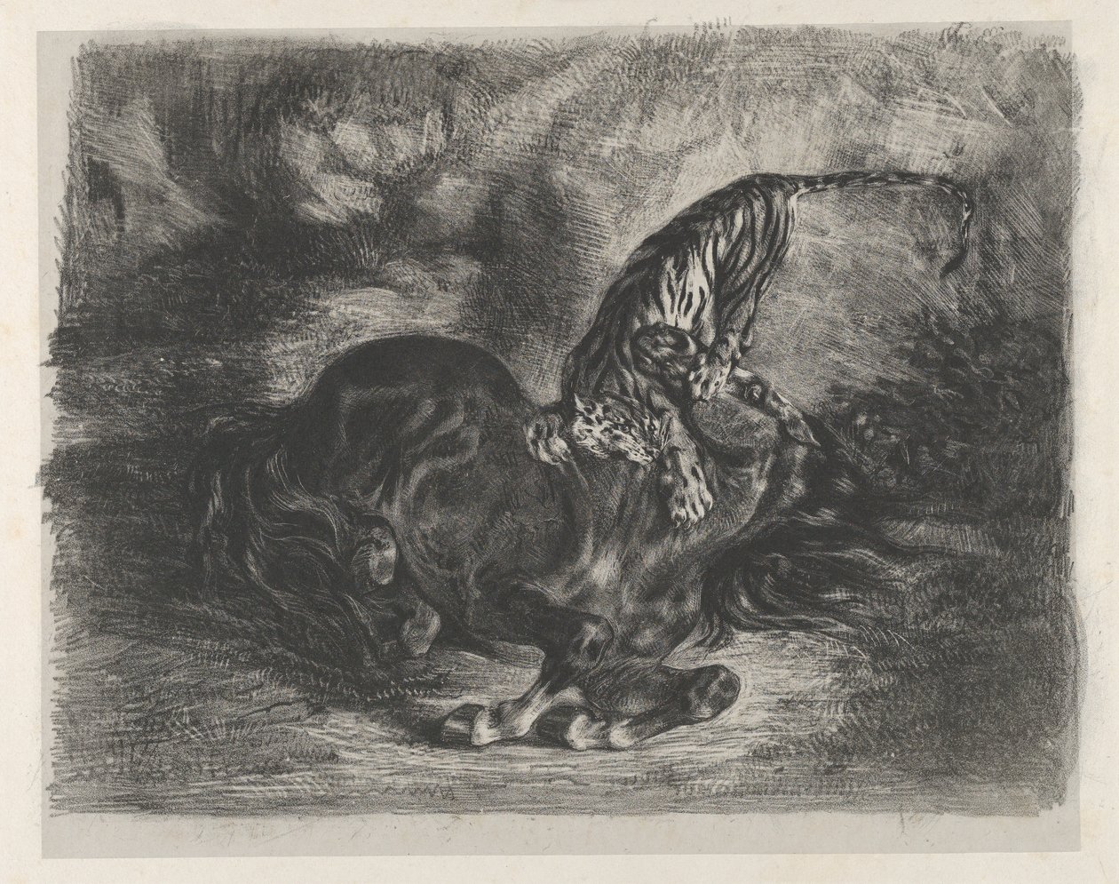 Divoký kůň poražený tygrem, 1828., 1828. od Eugène Delacroix