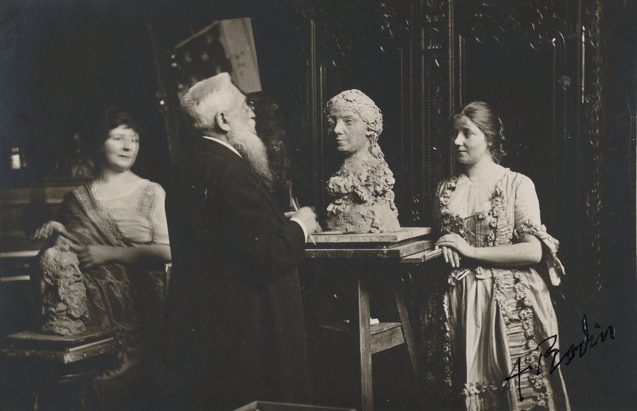 [Madame Bardey, Rodin a Henriette, 31 Rue Campagne-Premiere, Paříž], 1915-1916. od Eugène Druet