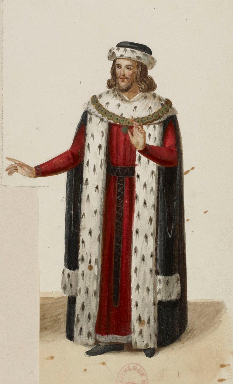 Kostým Enguerranda de Marigny (La Tour de Nesle, 1832) (oříznuto) od Eugène Du Faget
