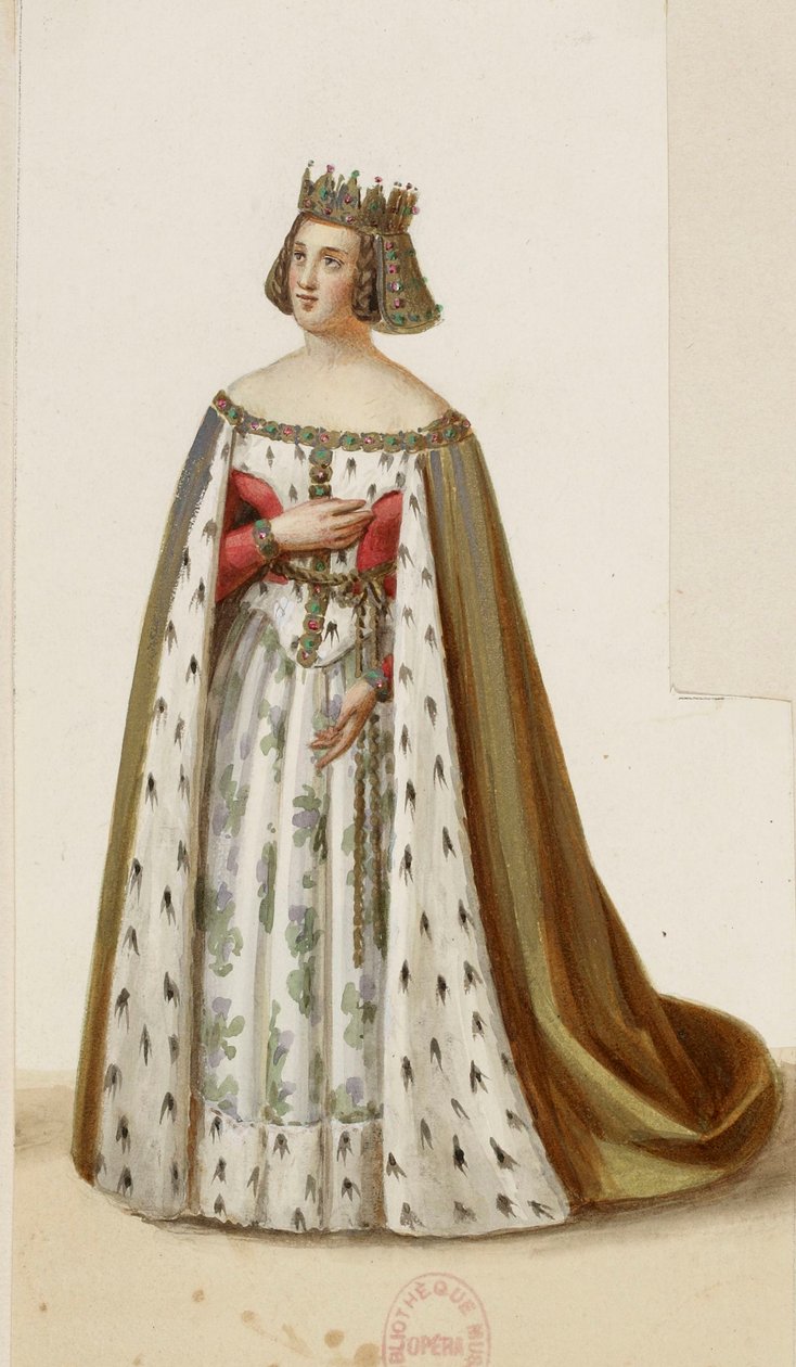 Kostým slečny George jako Marguerite de Bourgogne (La Tour de Nesle, 1832) 2 (oříznuto) od Eugène Du Faget