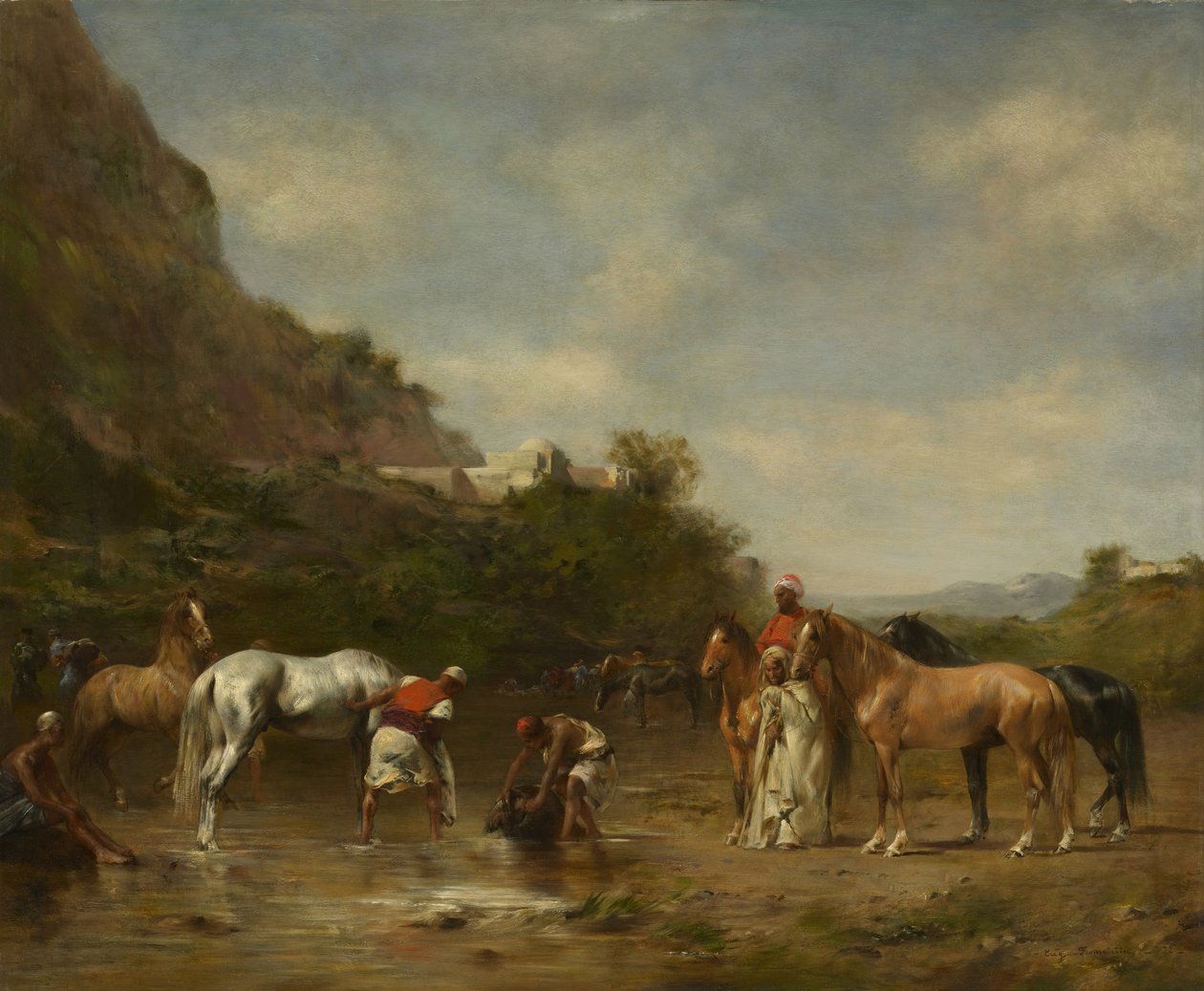 Arabové napájejí své koně, 1872 od Eugène Fromentin