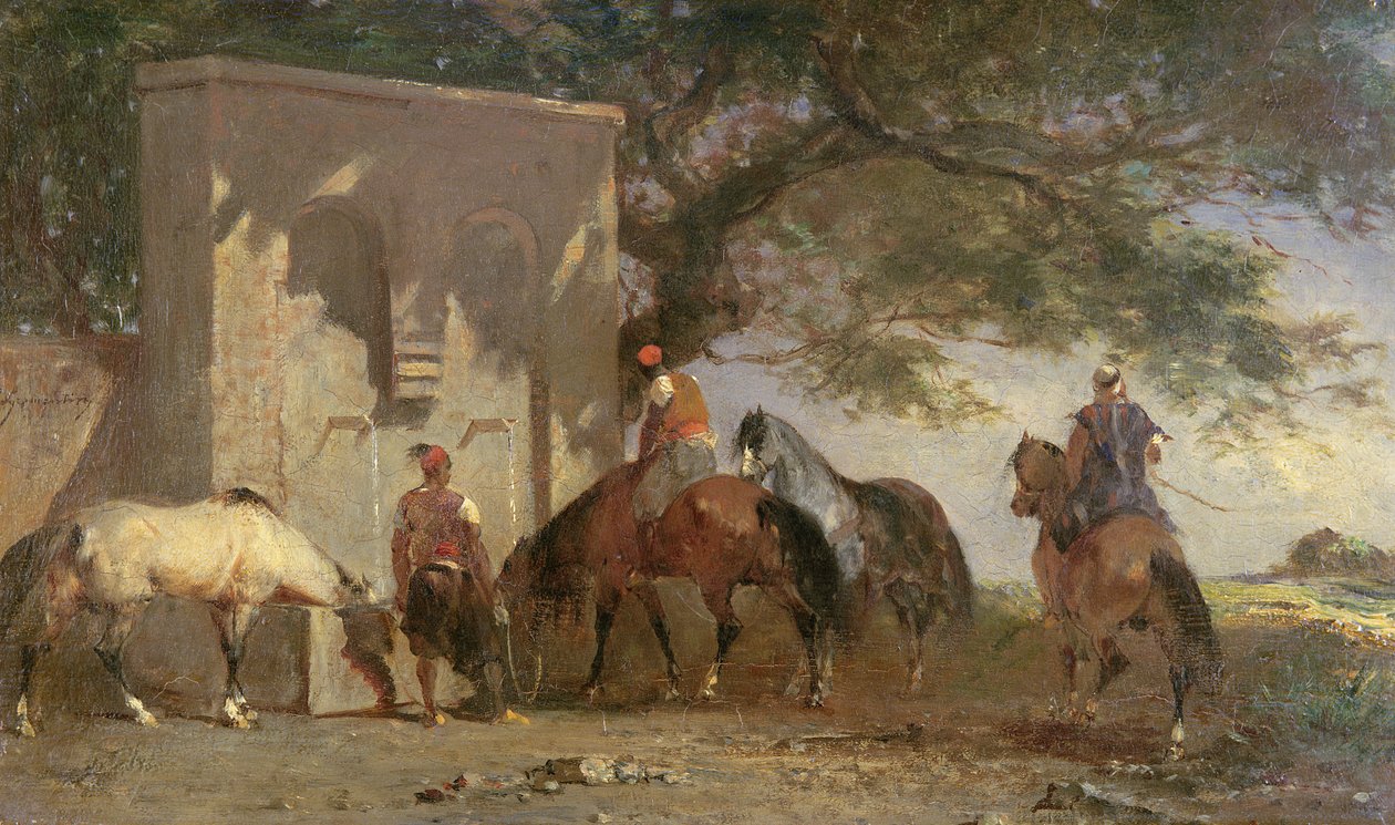 Arabové napájející koně, cca 1865-75 od Eugène Fromentin