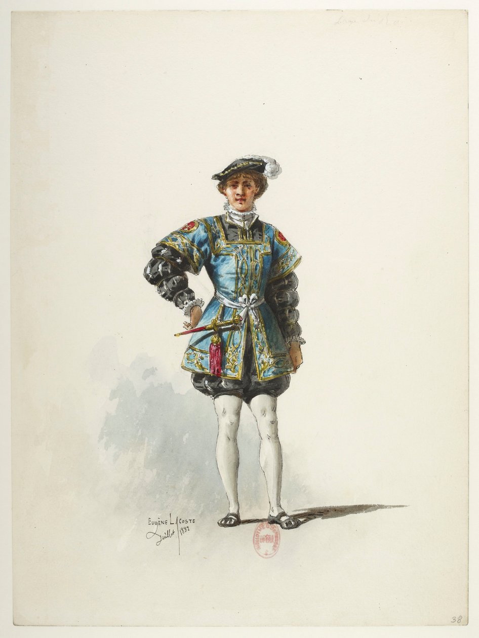 Btv1b84558104 38 - Saint-Saëns - Jindřich VIII - Modely kostýmů - Lacoste - 38. Královská stránka od Eugene Lacoste