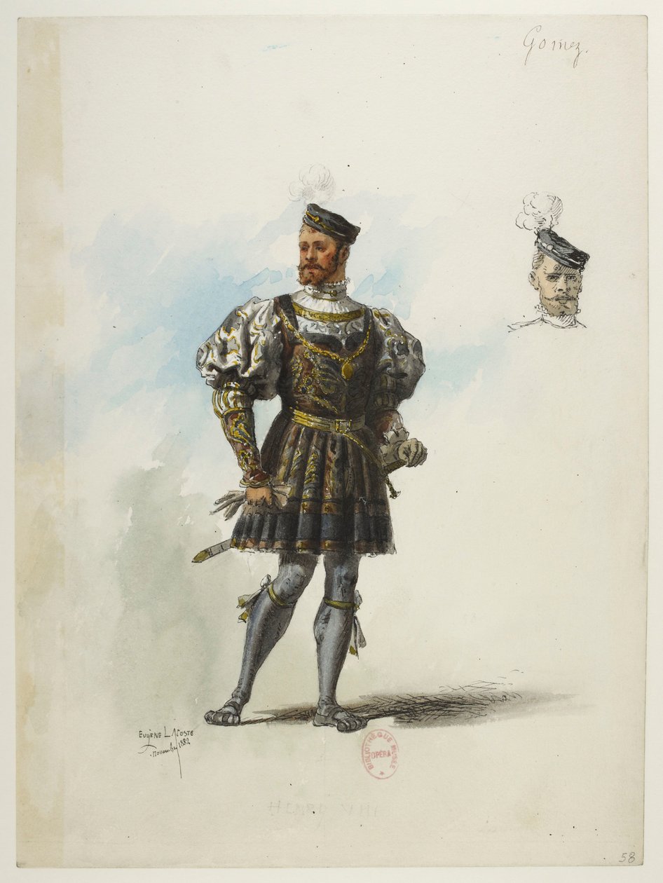 Btv1b84558104 58 - Saint-Saëns - Henry VIII - Maquettes de costumes - Lacoste - 58. Don Gomez de Feria od Eugene Lacoste
