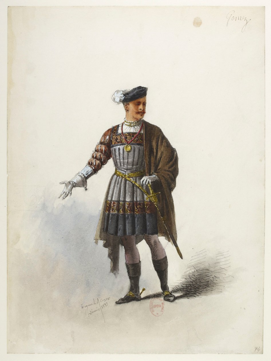 Btv1b84558104 78 - Saint-Saëns - Jindřich VIII - Modely kostýmů - Lacoste - 74. Don Gomez de Feria od Eugene Lacoste