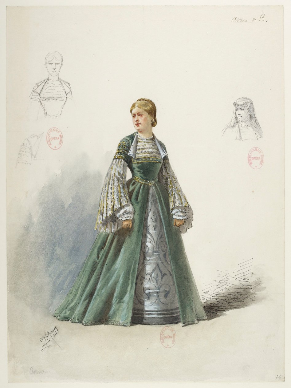 Btv1b84558104 80 - Saint-Saëns - Jindřich VIII - Modely kostýmů - Lacoste - 76. Anna Boleynová od Eugene Lacoste