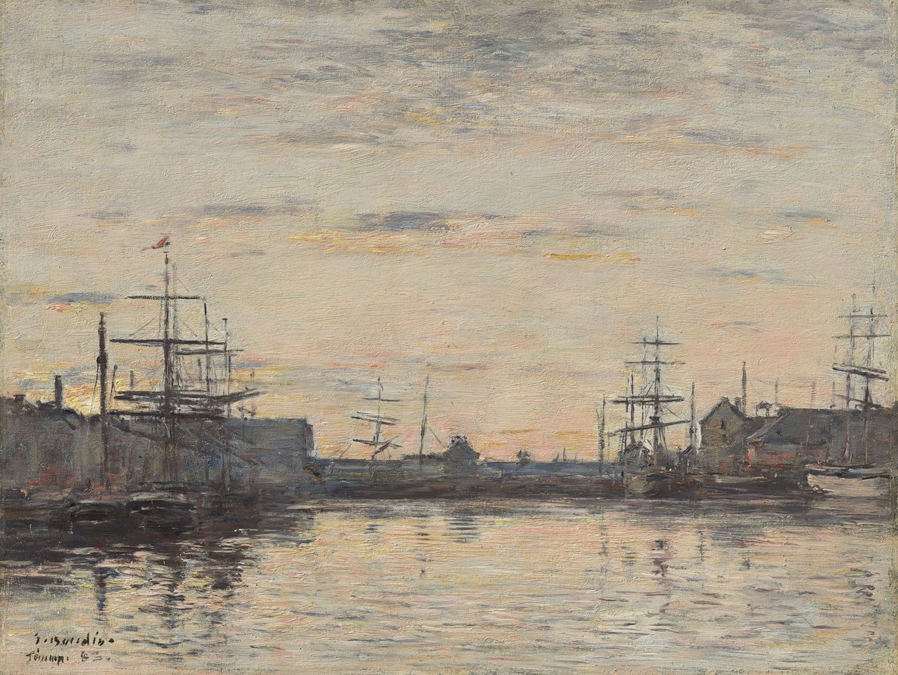 Německy: Fécamp. Přístavní nádrž Fécamp: Vnitřní přístav od Eugene Louis Boudin