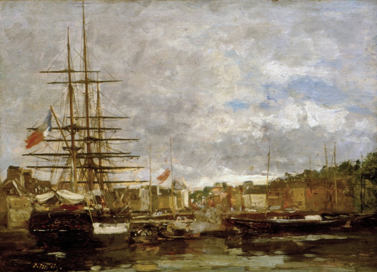 Honfleur - Lodě zakotvené v přístavu od Eugene Louis Boudin