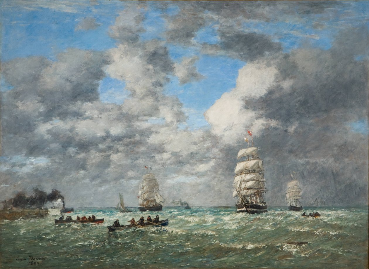 Opuštění přístavu Le Havre / Lodní doprava (Le Havre, sortie du port) od Eugene Louis Boudin