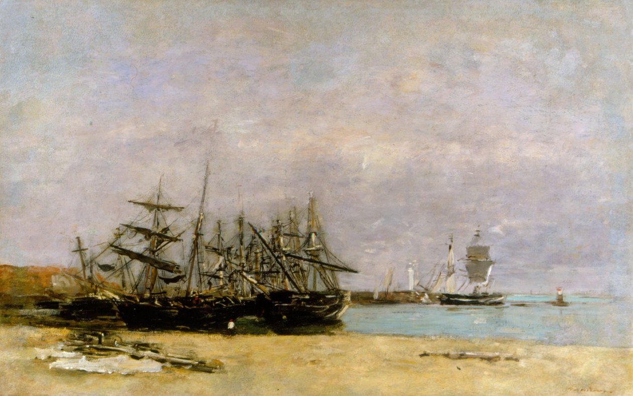 Portrieux - Uvízlé lodě od Eugene Louis Boudin