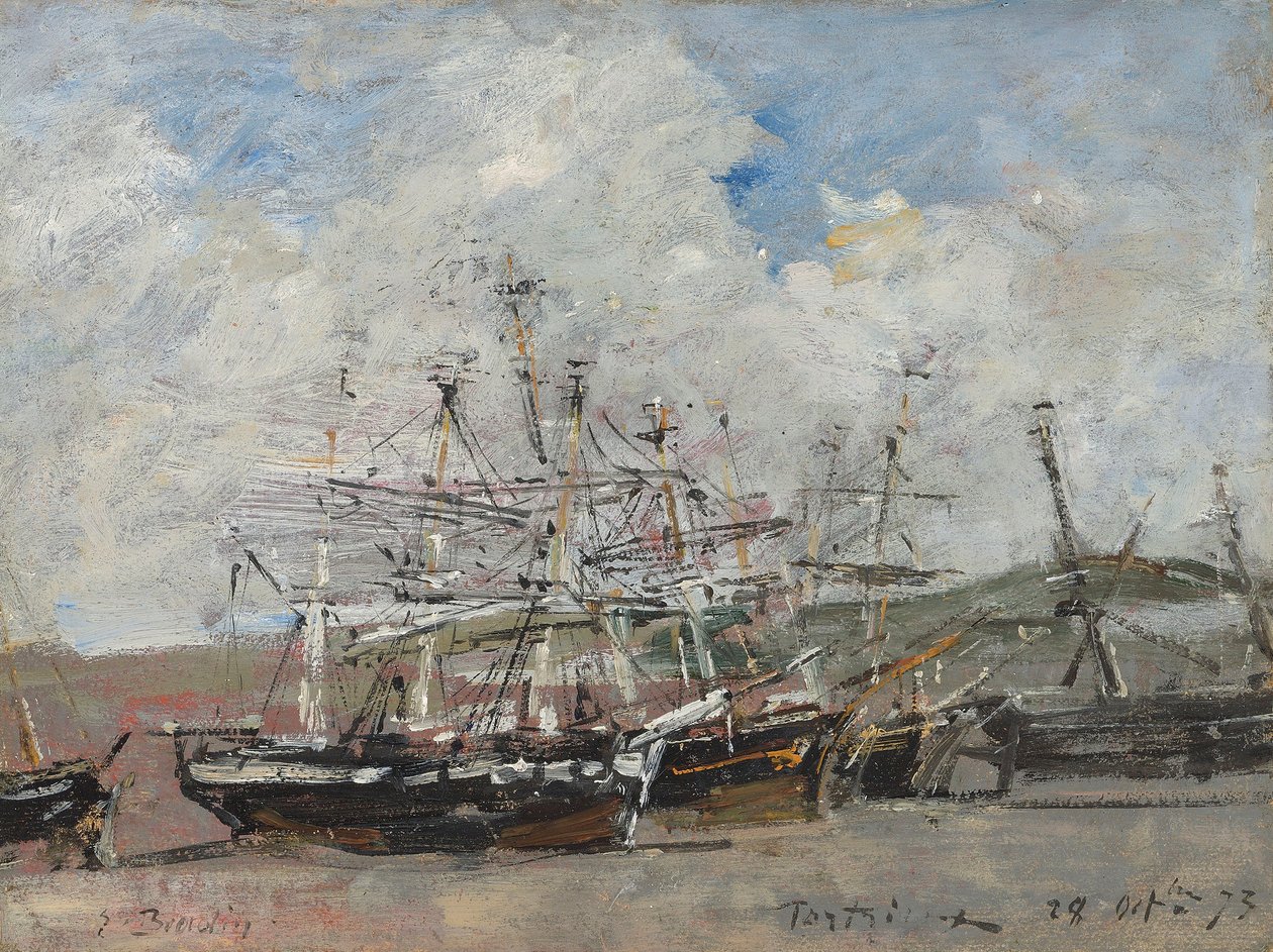 Portrieux. Přístav při odlivu od Eugene Louis Boudin