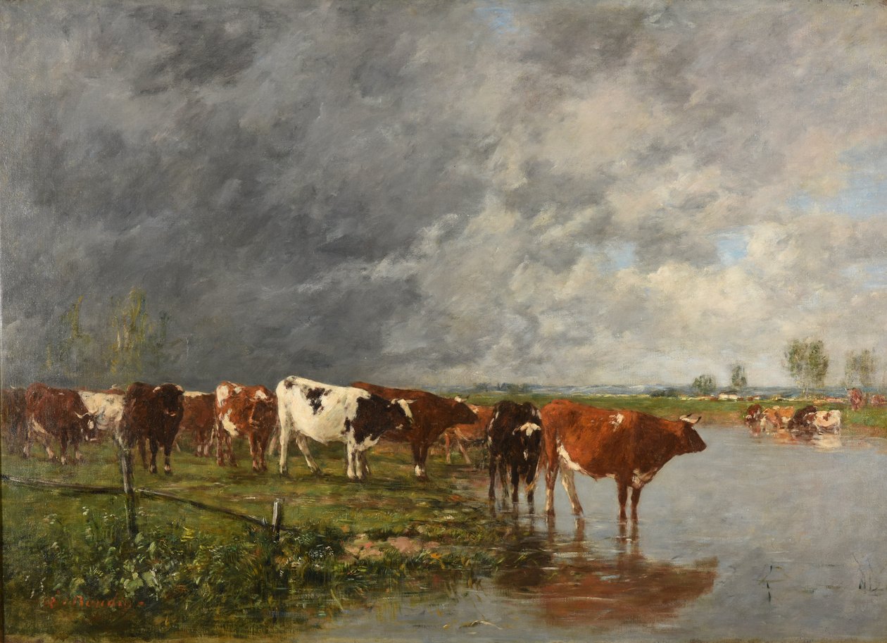 Stádo pije od Eugene Louis Boudin