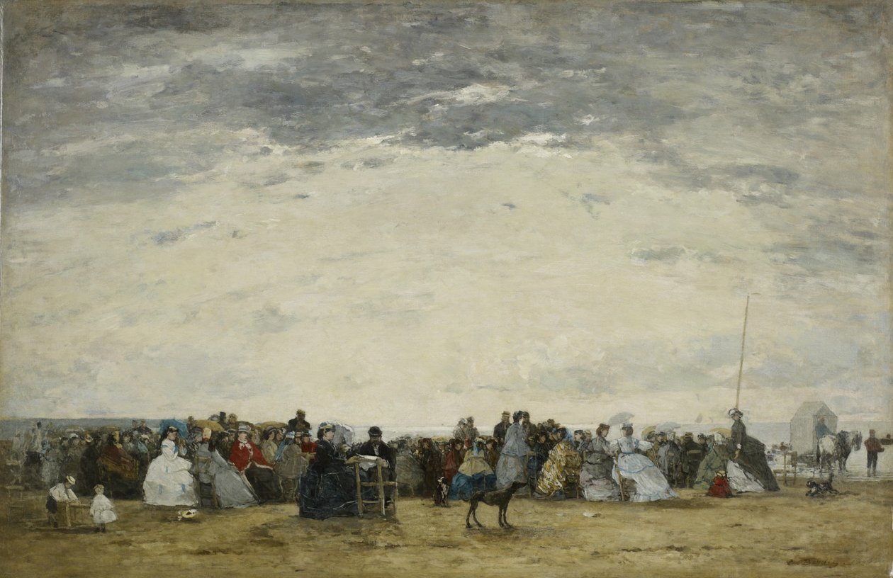 Rekreanti na pláži v Trouville od Eugene Louis Boudin