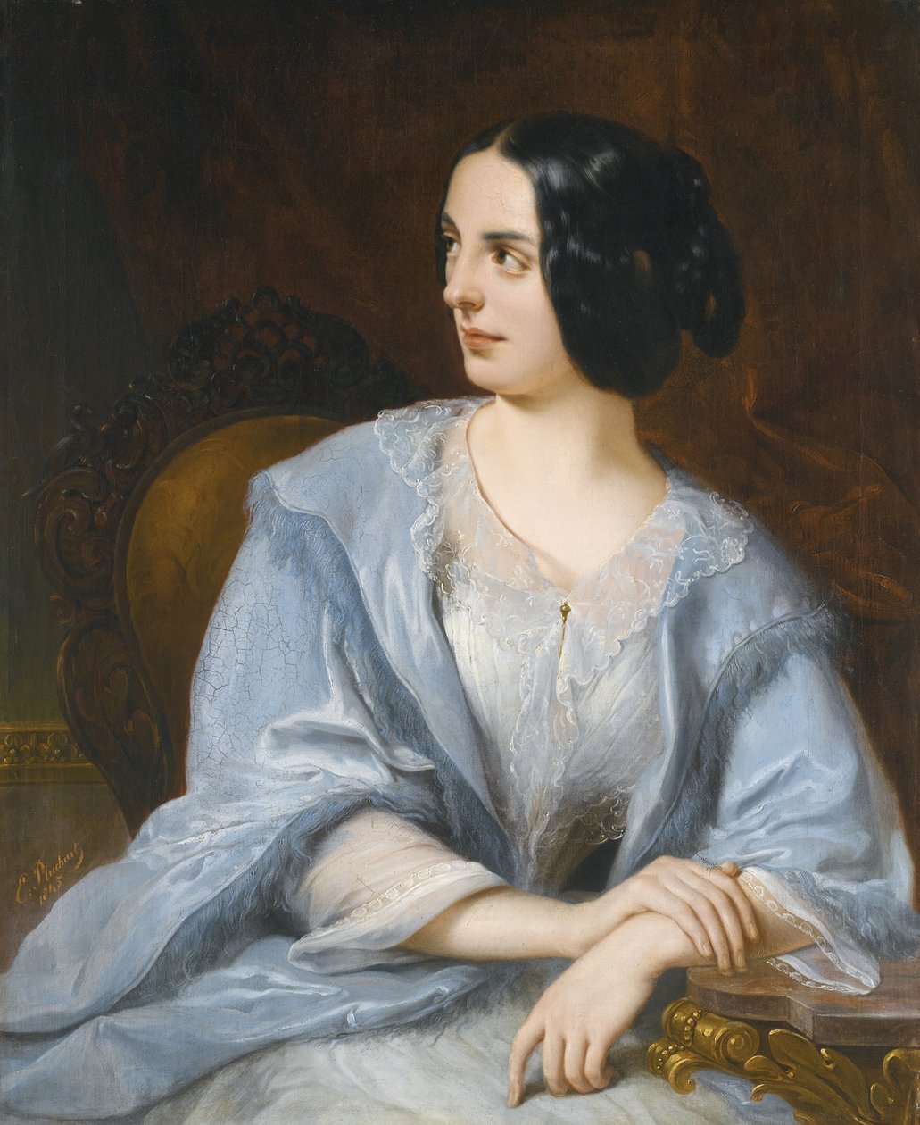 Portrét herečky císařského divadla Vera Samoylova, 1845 od Eugéne Pluchart