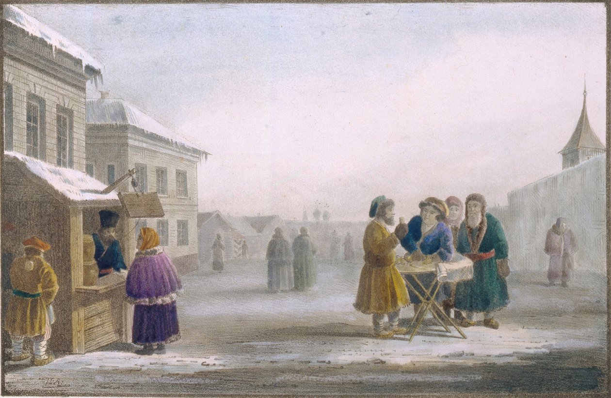 Street Tobacco Vendor v obchodě s tabákem, 1825 od Eugéne Pluchart