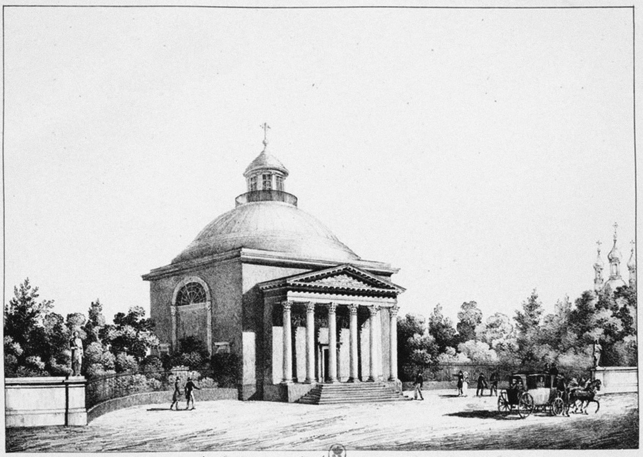 Katolický kostel svatého Jana Křtitele v Carskoje Selo, c. 1826 od Eugéne Pluchart