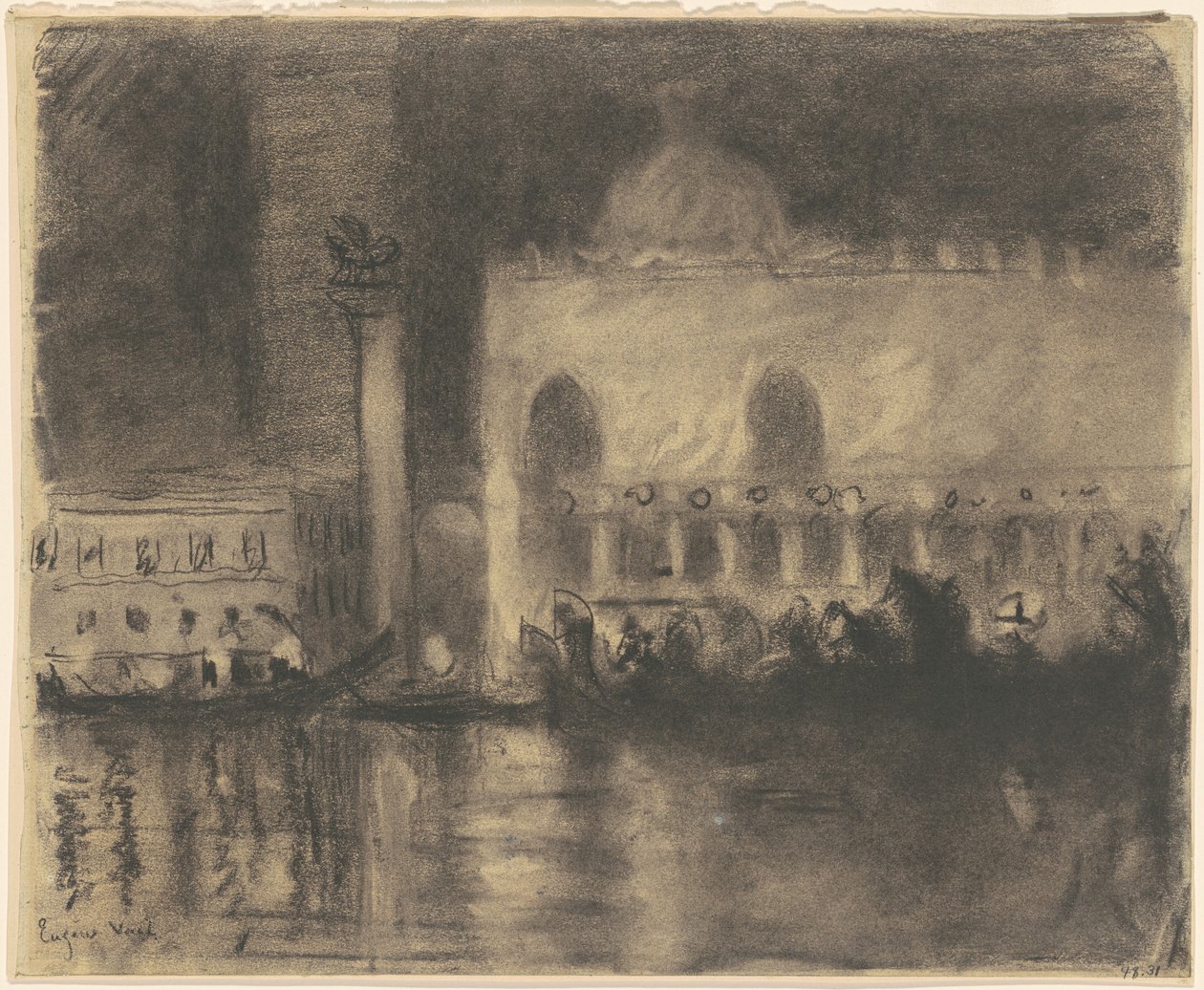 Vzpomínka na Benátky: Palazzo Ducale a Piazzetta od Eugène Vail