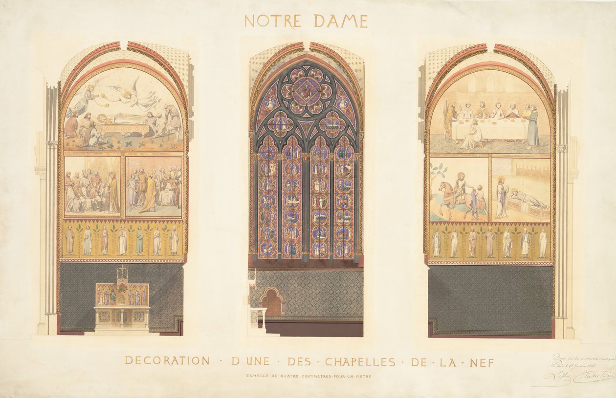 Plán na renovaci kaple v lodi katedrály Notre Dame, Paříž, 1843. od Eugène Viollet le Duc