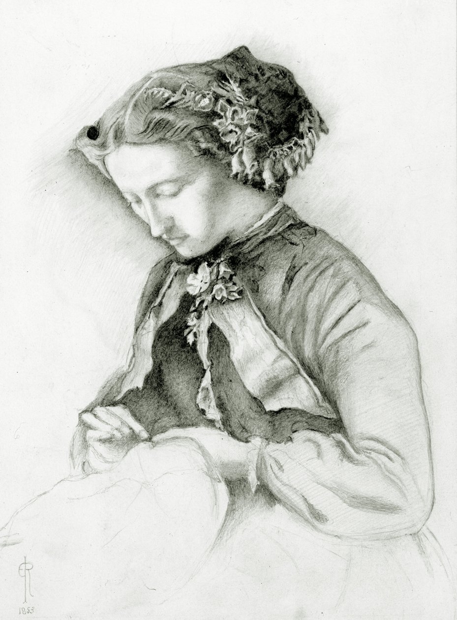 Portrét Effie s náprstníky ve vlasech (The Foxglove) 1853 od Euphemia Ruskin