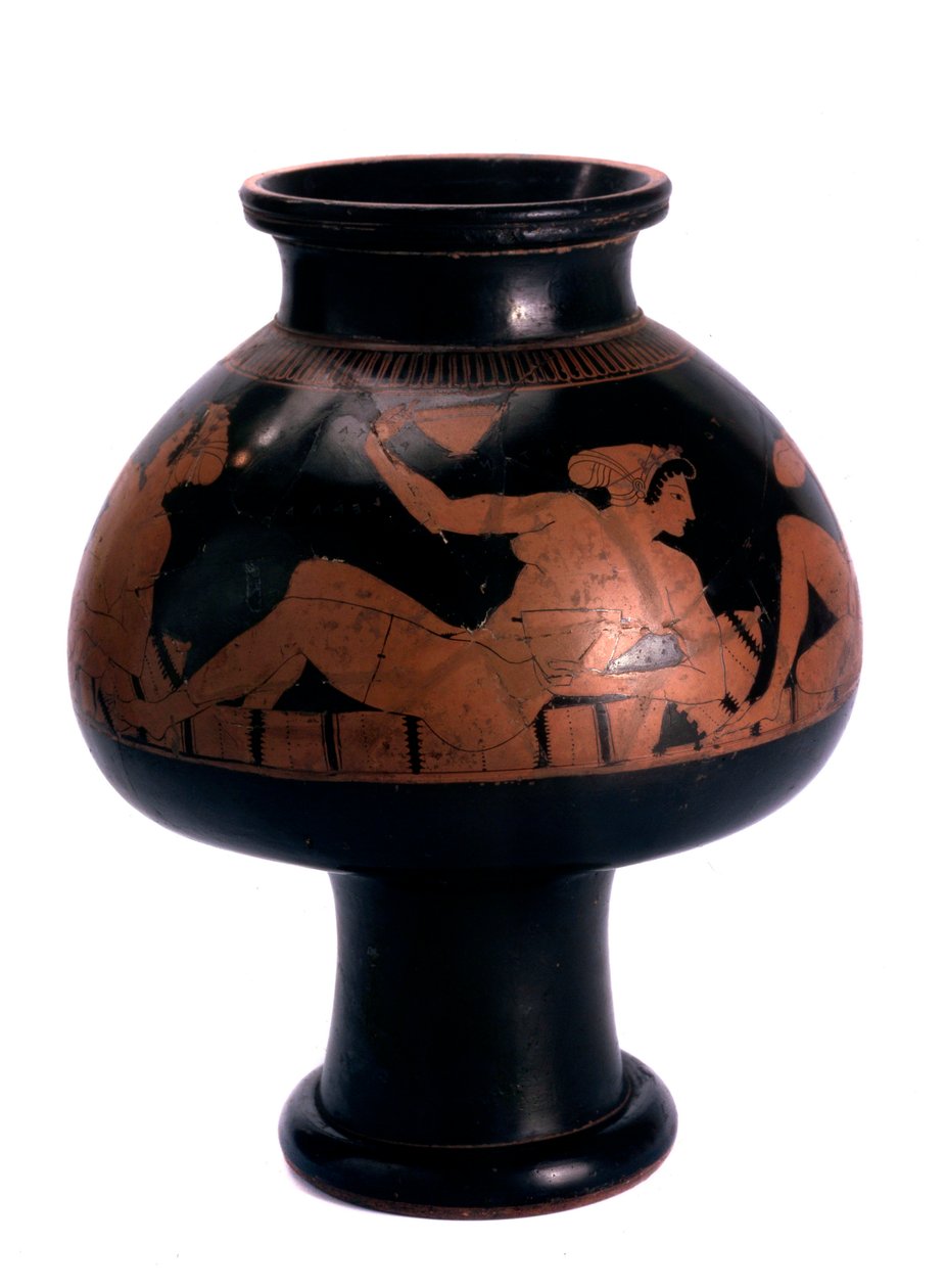 Chladnička na víno s červenou postavou se scénou sympozia, starověká řečtina, c505-c500 př.n.l. od Euphronios