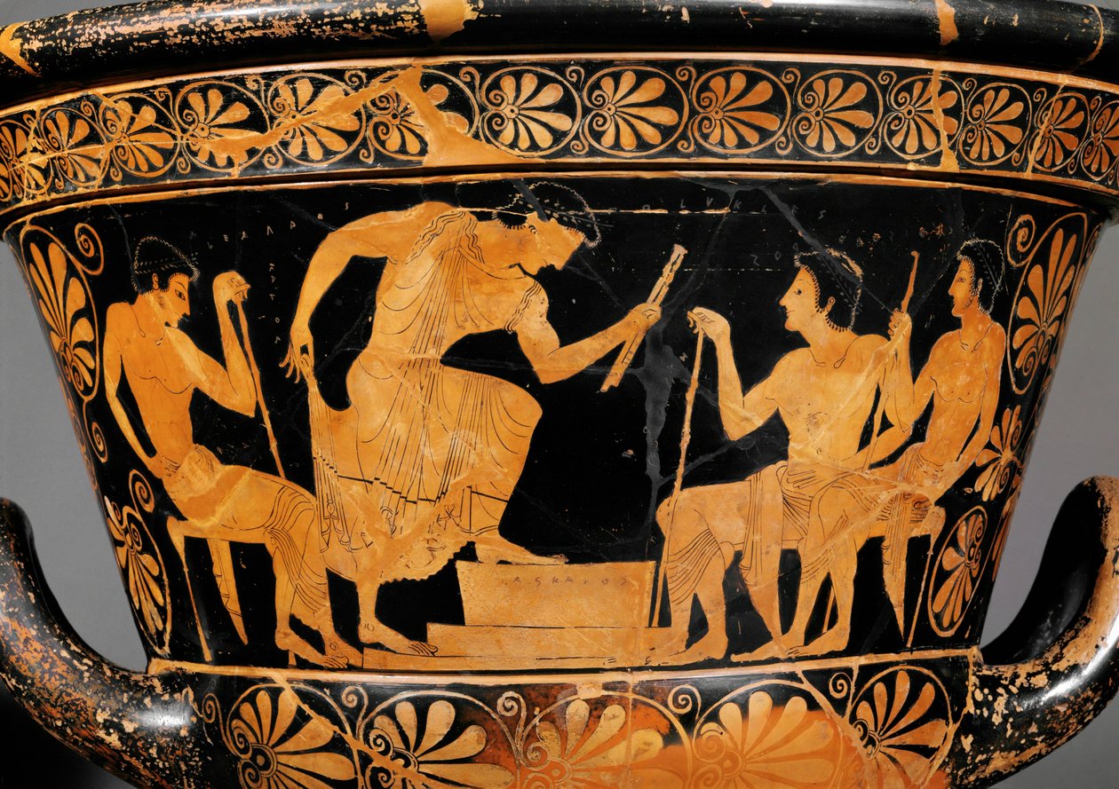 Kráter s červenou kresbou, nazývaný kráter Antaios ... od Euphronios