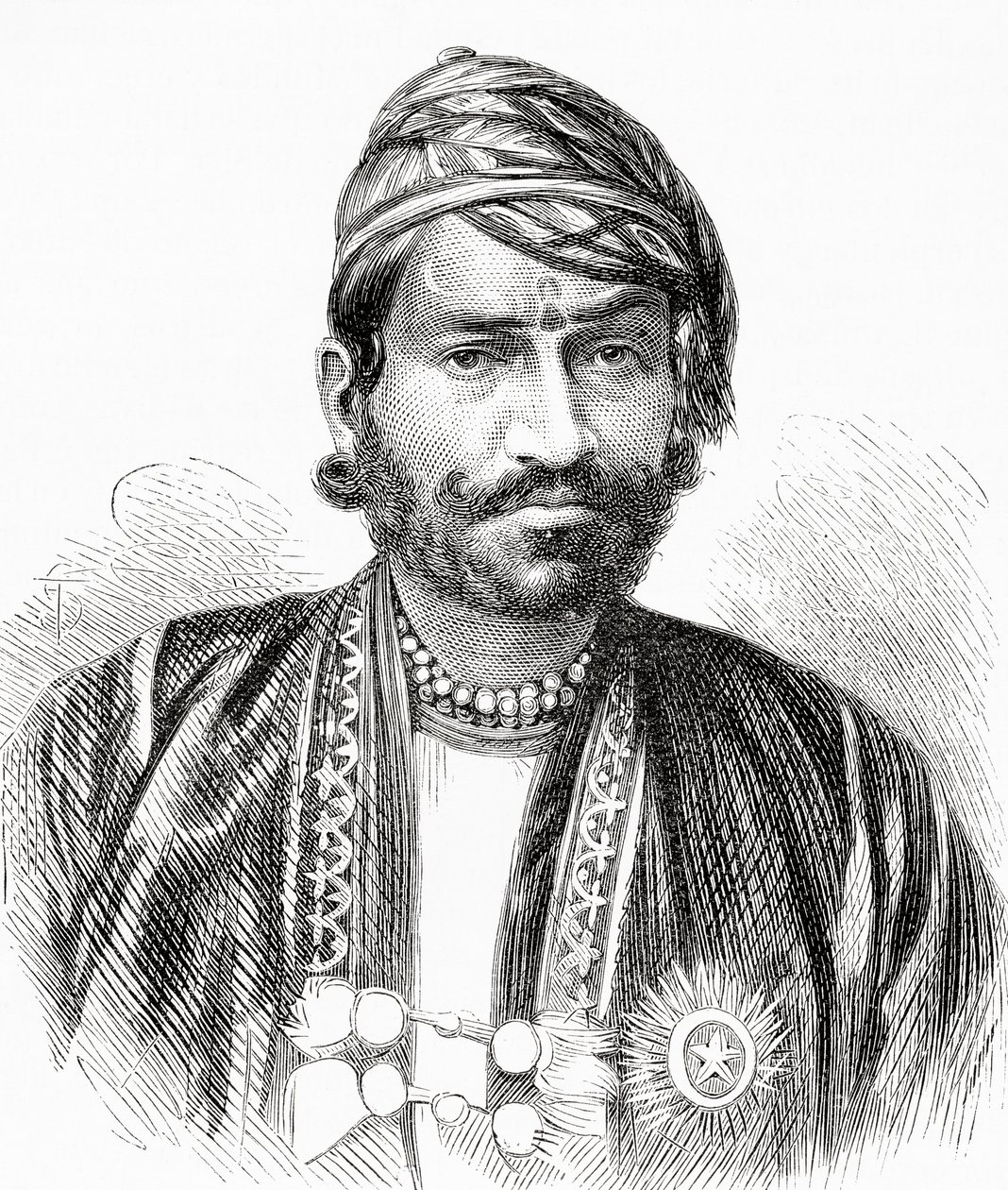 Mahárádža Sawai Ram Singh II, mahárádža z Džajpuru, z knihy "El Mundo en la Mano", vydané v roce 1878. od European School
