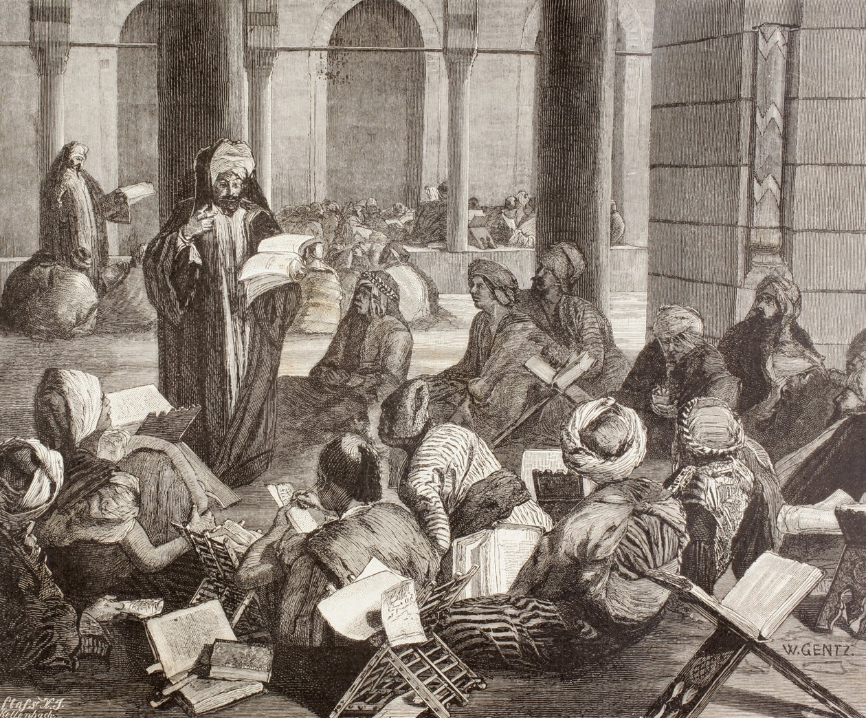 Profesor přednášející na univerzitě Al-Azhar v Káhiře v 19. století z „El Mundo Ilustrado“, vydáno Barcelona, 1880 od European School