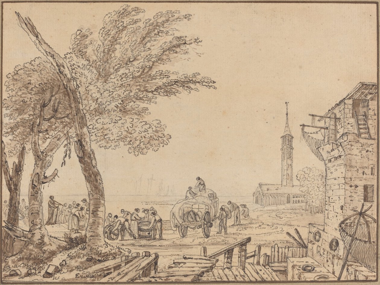 Pohled na přístav od European 18th Century