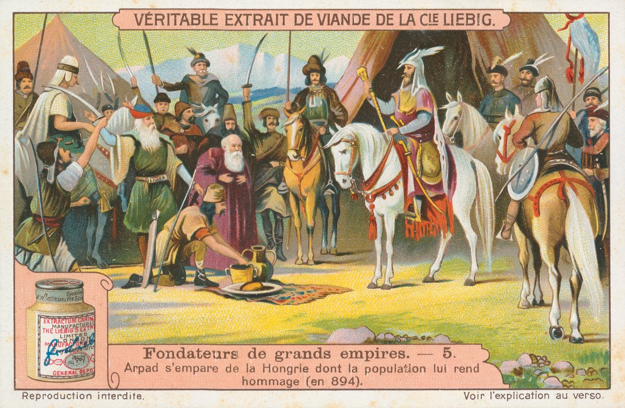 Arpád, Liebigova karta, počátek 20. století (chromo) od European School